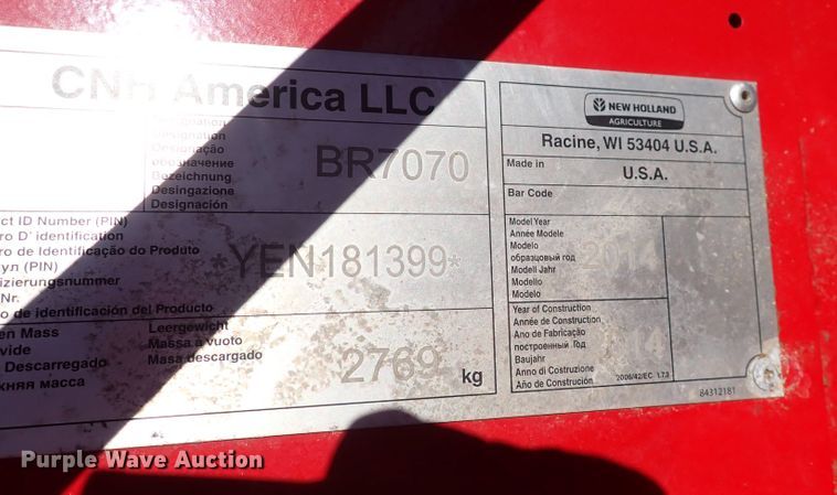 image for item DC4100 2014 New Holland BR7070  round baler