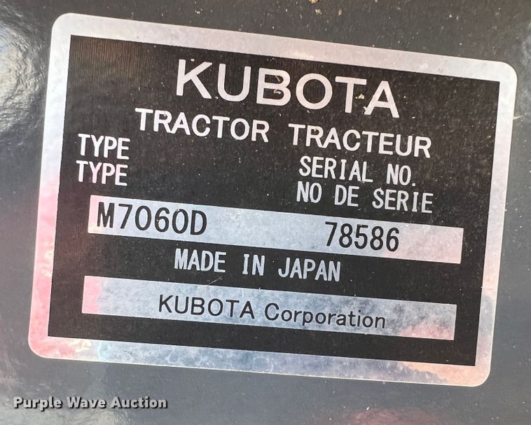 image for item ID9724 2020 Kubota M7060  MFWD tractor