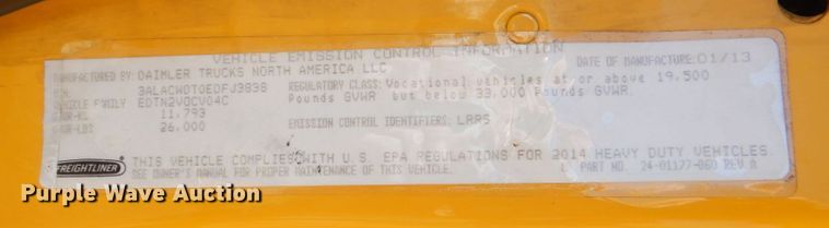 image for item DH7333 2014 Freightliner M2 106  box truck