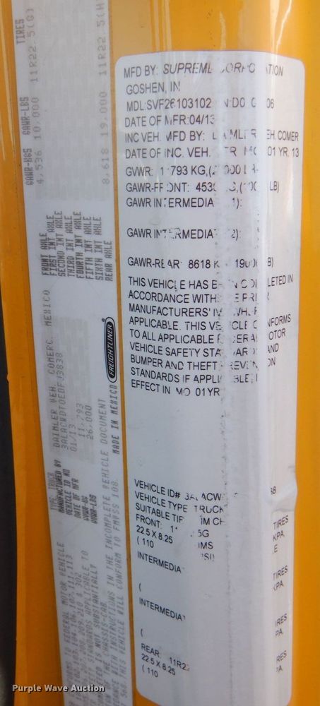 image for item DH7333 2014 Freightliner M2 106  box truck