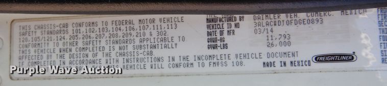 image for item DH7335 2015 Freightliner M2 106  box truck