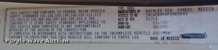 image for item DH7335 2015 Freightliner M2 106  box truck