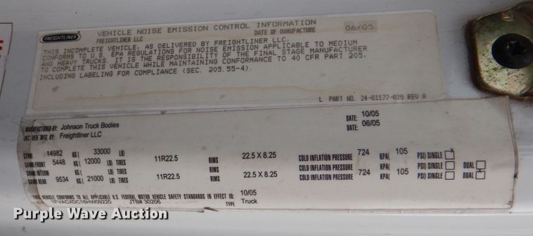 image for item DH7339 2006 Freightliner Business Class M2 106  box truck