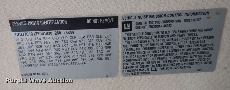 image for item DI8681 2007 GMC C7500  box truck