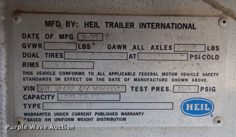 image for item DN6581 1998 Heil  pneumatic dry bulk trailer