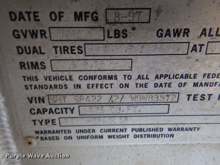 image for item DN6581 1998 Heil  pneumatic dry bulk trailer