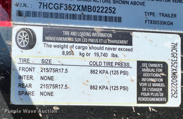 image for item ID9726 2021 Texas Pride  equipment trailer