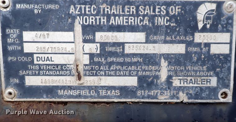 image for item IS9477 1997 Aztec  flatbed trailer