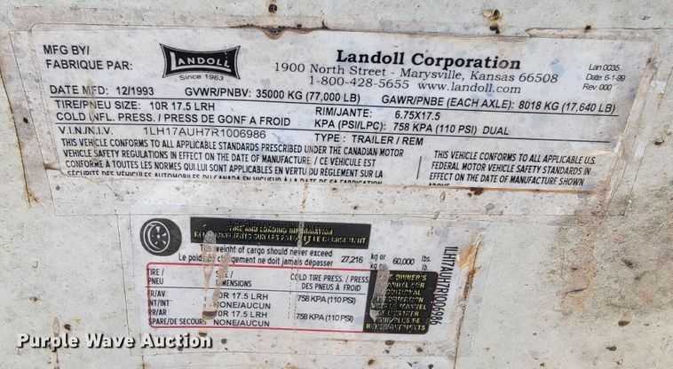 image for item JP9032 1994 Landoll 317A  drop deck equipment trailer