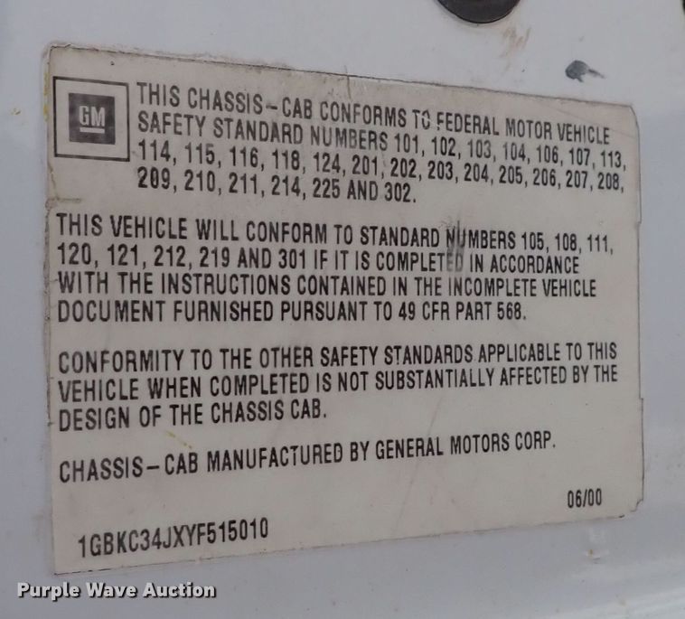 image for item DC4074 2000 Chevrolet C3500  utility bed pickup truck