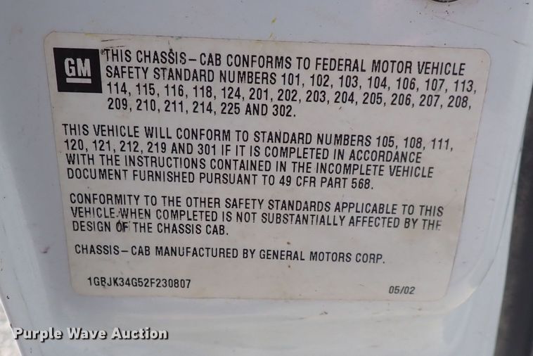 image for item DC4076 2002 Chevrolet Silverado 3500  utility bed pickup truck