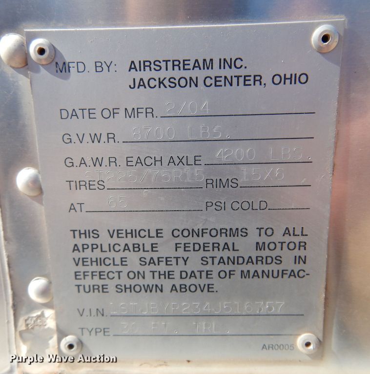 image for item DF0106 2004 Airstream  camper