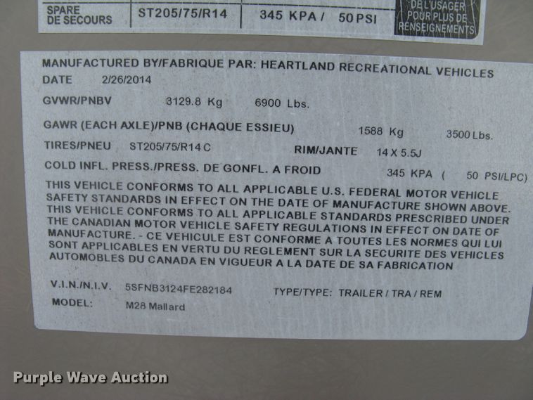 image for item DG5327 2015 Heartland Mallard  camper