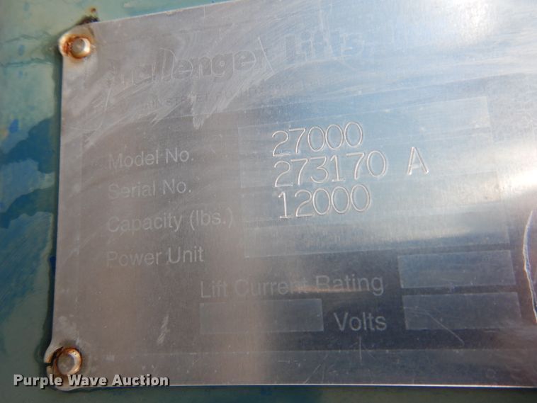 image for item DK4323 Challenger 27000 two post automotive lift