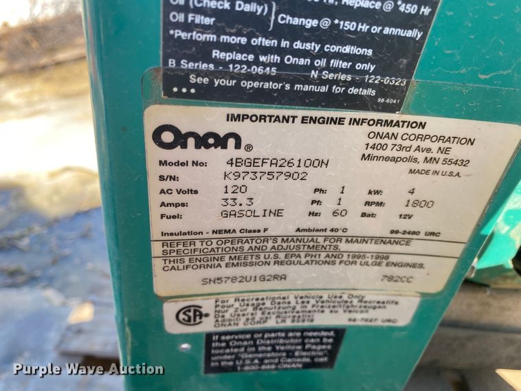 image for item DL6959 Onan 4000  generator