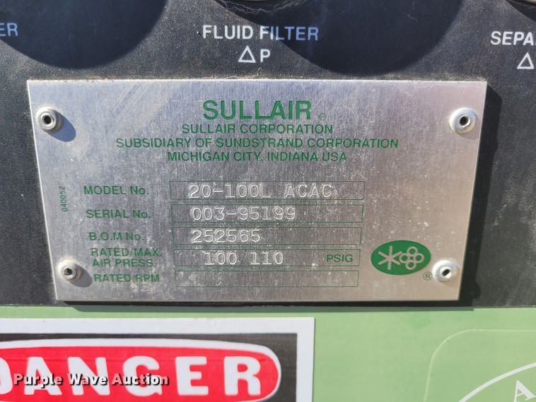 image for item DM1030 Sullair 20-100  air compressor