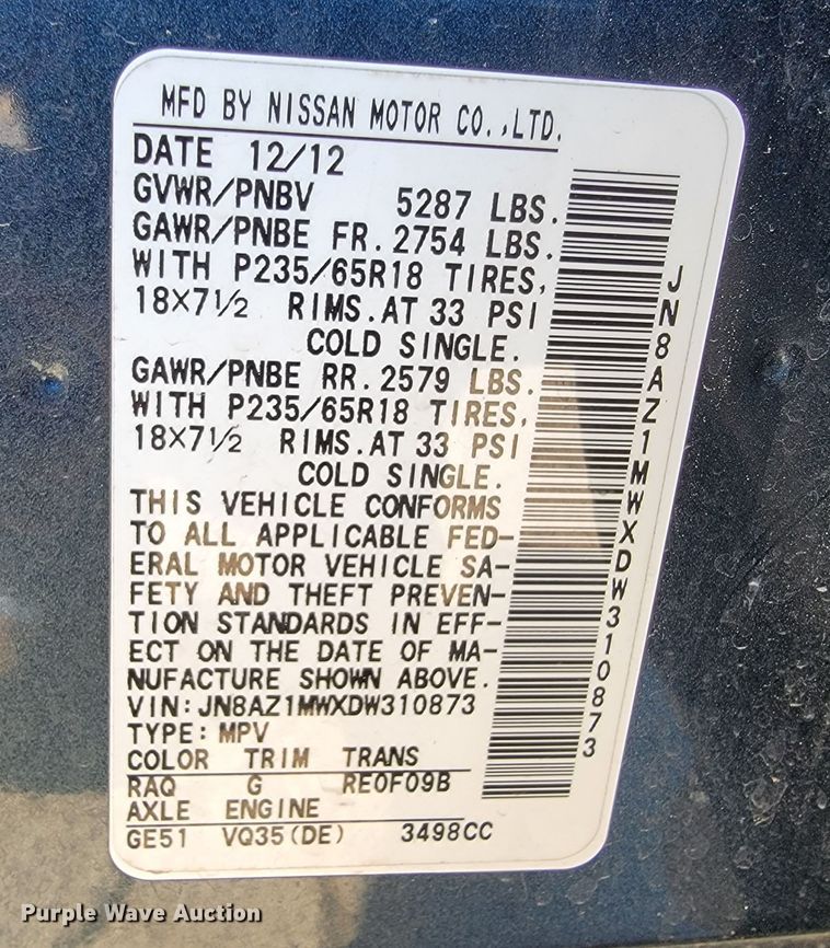 image for item DM7488 2013 Nissan Murano  SUV