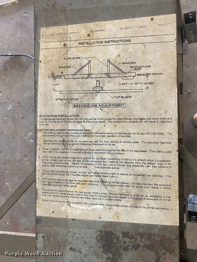 image for item DM8298 Wilder 1624  sheet metal slitter
