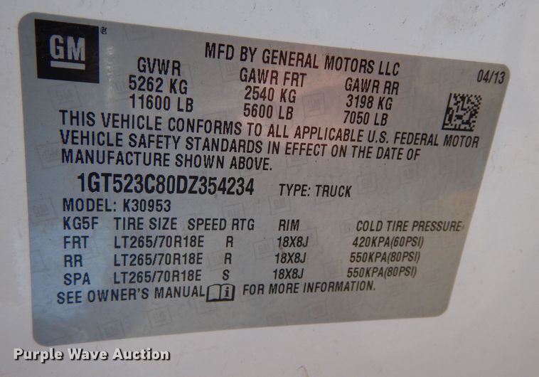 image for item DR1130 2013 GMC Sierra 3500HD  Ext. Cab pickup truck