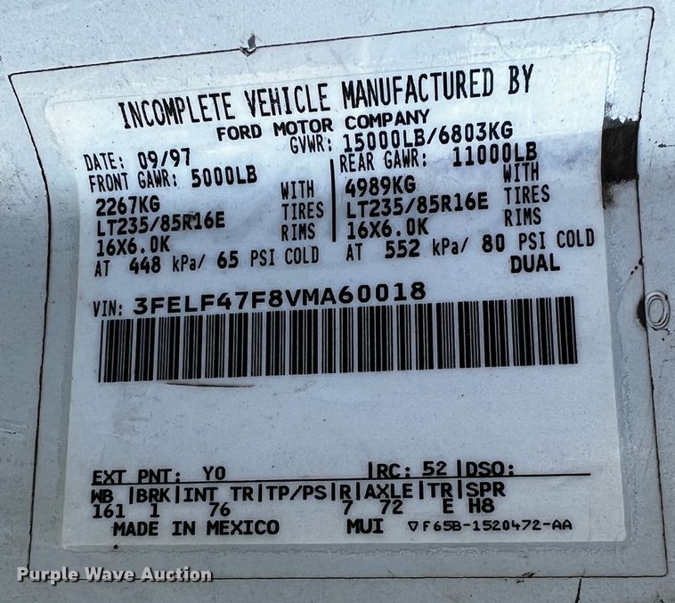 image for item ID9746 1997 Ford F450 Super Duty  utility / service truck