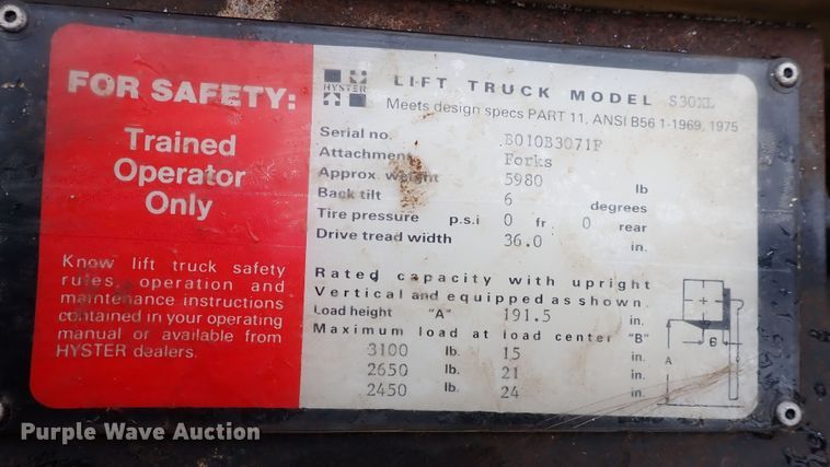 image for item IS9470 Hyster S30XL  forklift