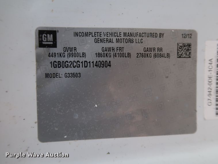 image for item IY9120 2013 Chevrolet Express G3500  box truck