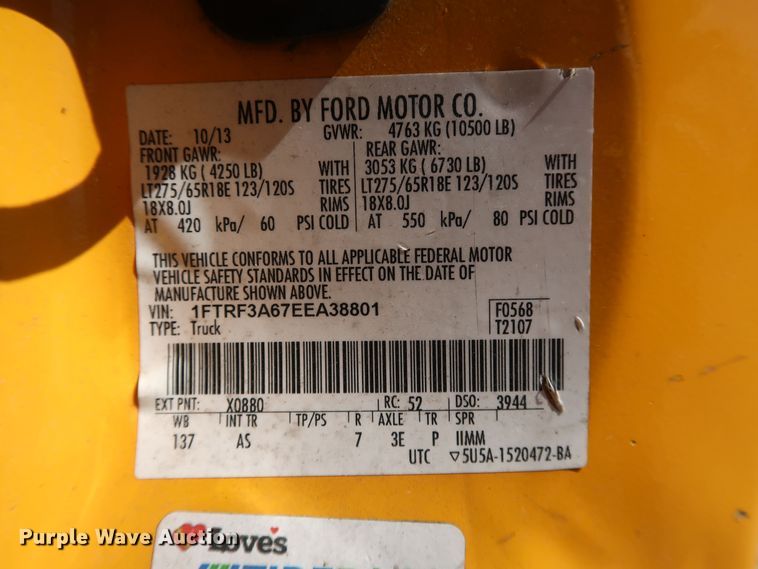 image for item IY9135 2014 Ford F350 Super Duty  utility bed pickup truck