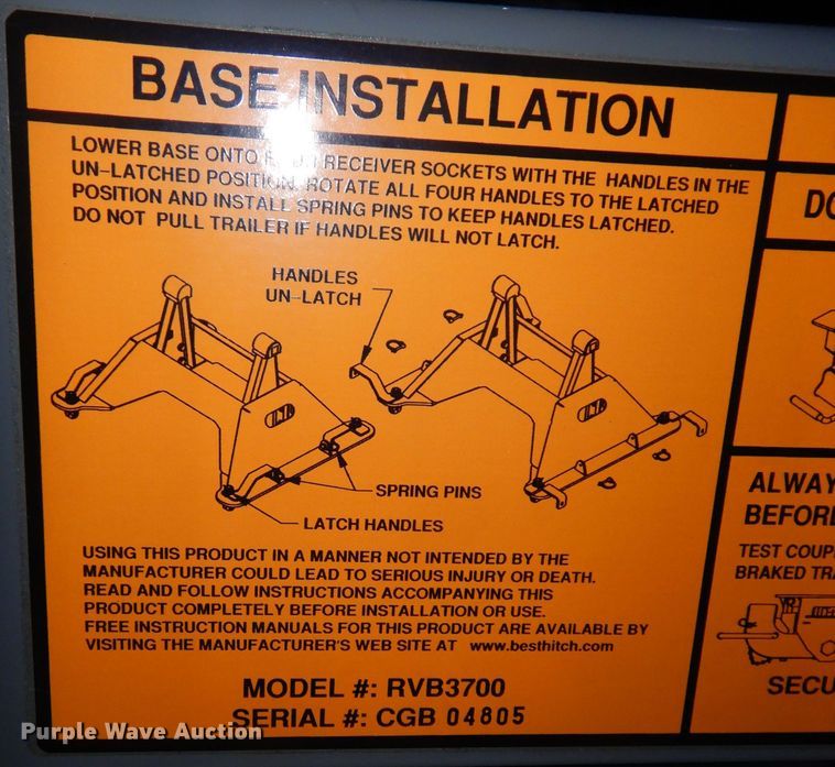 image for item JE9573 B&W Companion RVB3700  fifth wheel hitch
