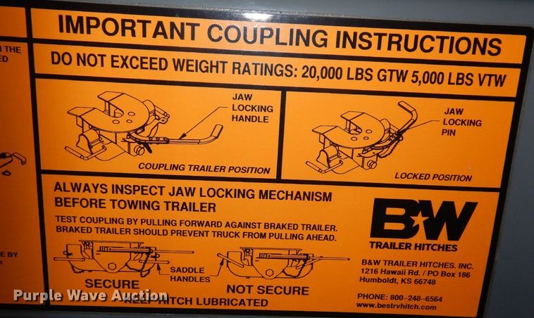image for item JE9573 B&W Companion RVB3700  fifth wheel hitch