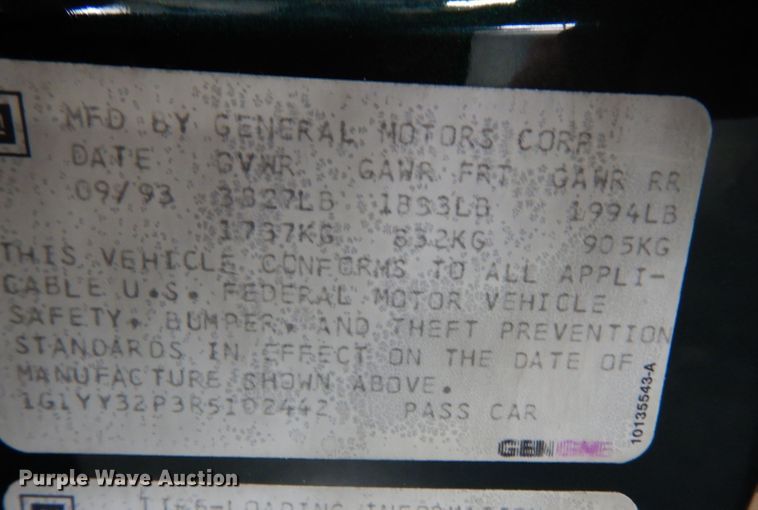 image for item JE9616 1994 Chevrolet Corvette 2LT  convertible