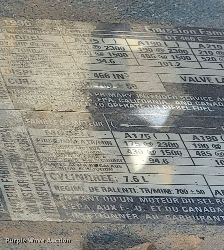 image for item JE9884 1996 International 4900  box truck