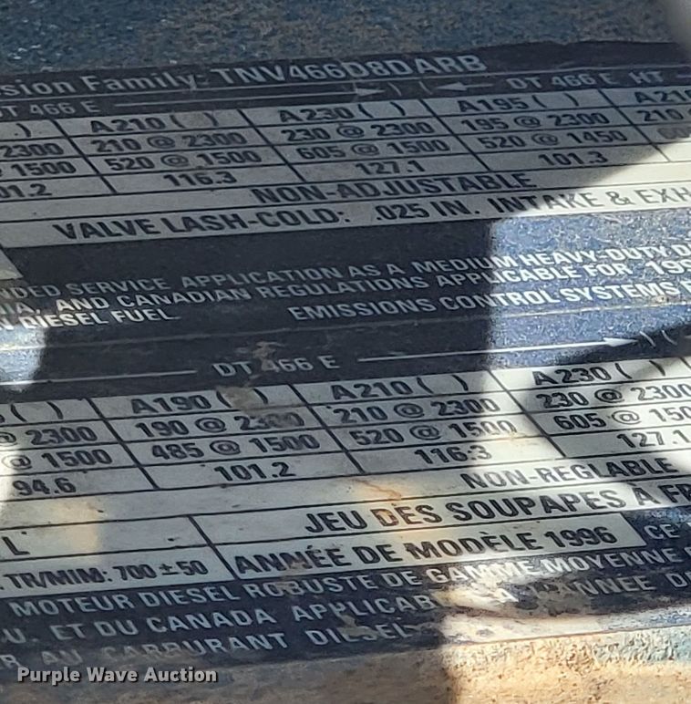 image for item JE9884 1996 International 4900  box truck