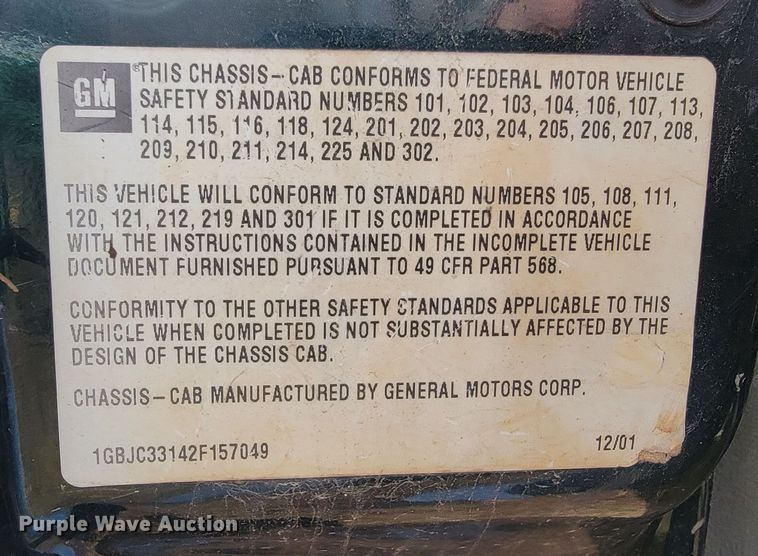 image for item JE9895 2002 Chevrolet Silverado 3500  tow truck