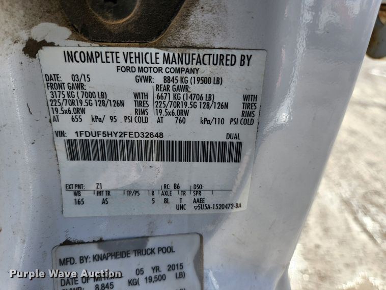 image for item JG9199 2015 Ford F550 Super Duty  dump truck