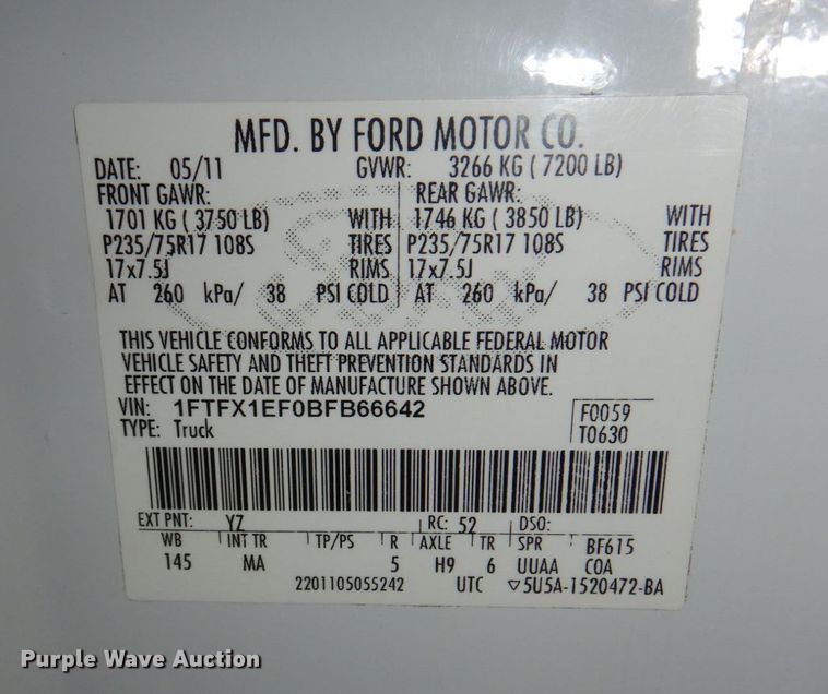 image for item JJ9332 2011 Ford F150  SuperCab pickup truck