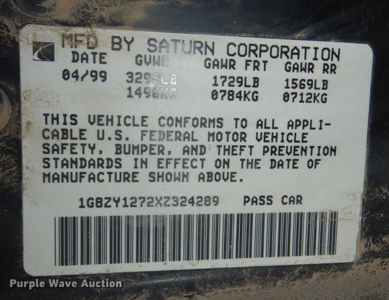 image for item JJ9350 1999 Saturn SC2