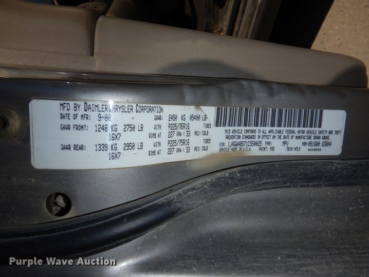 image for item JJ9351 2001 Jeep Grand Cherokee Laredo  SUV