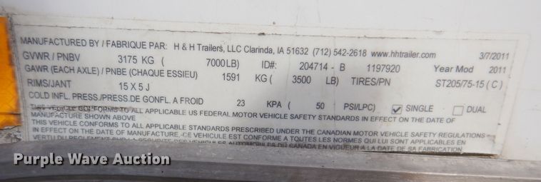 image for item JK9557 2011 H&H Trailers  enclosed cargo trailer