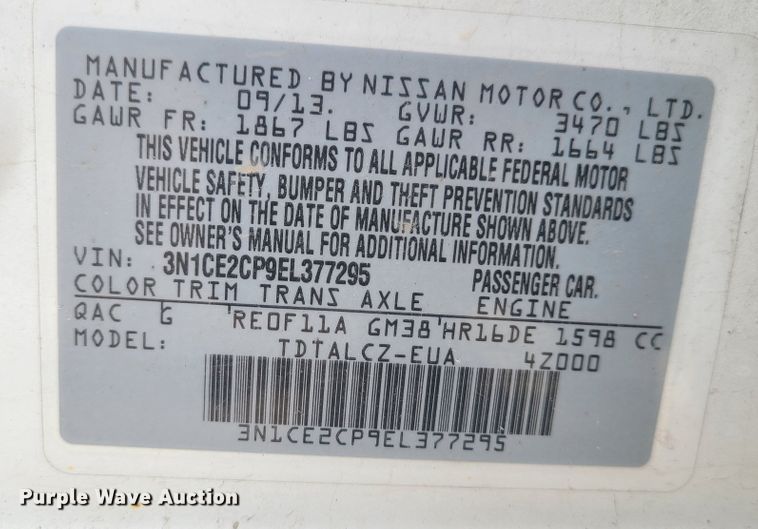 image for item KG9668 2014 Nissan Versa Note