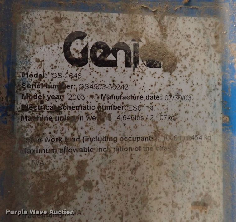 image for item DC4068 2003 Genie GS2646  scissor lift