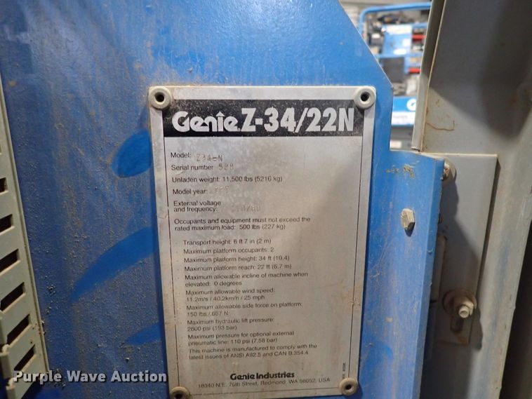 image for item DC4070 1997 Genie Z-34/22N  boom lift