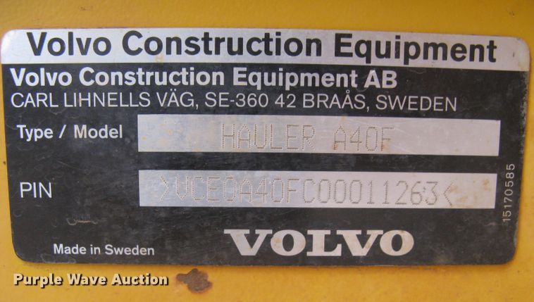 image for item DG5329 2011 Volvo A40F  haul truck