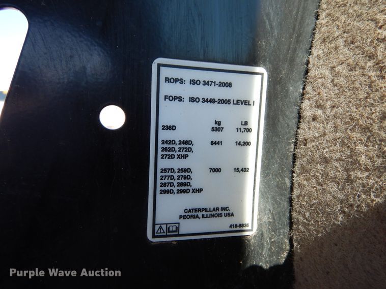 image for item DI8666 2014 Caterpillar 259D  tracked skid steer loader