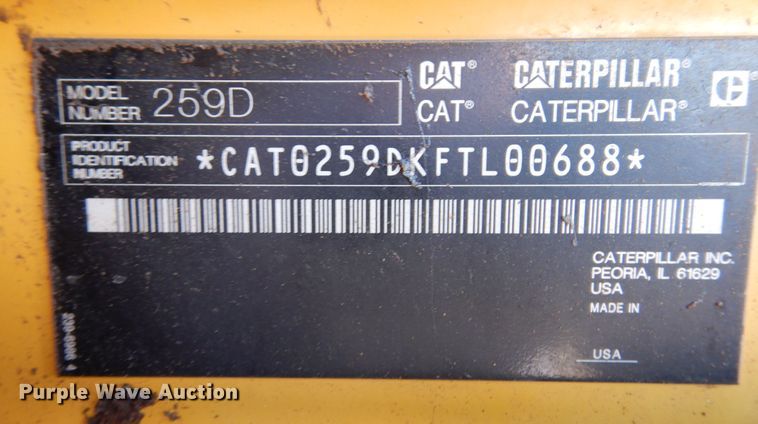 image for item DI8667 2014 Caterpillar 259D  tracked skid steer loader