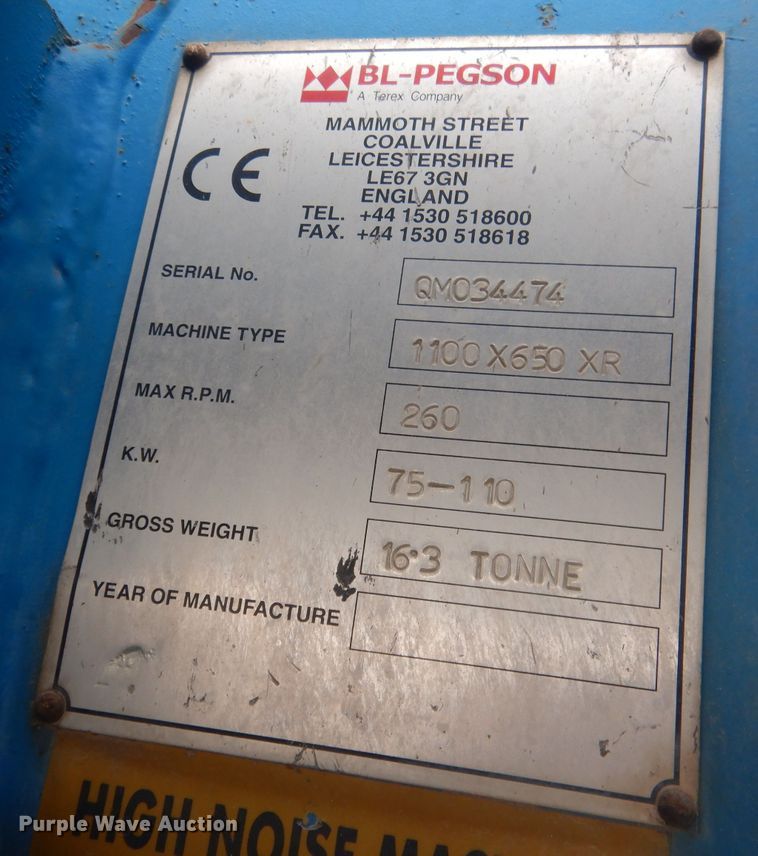 image for item DJ1271 2007 Terex Pegson XR400  crusher