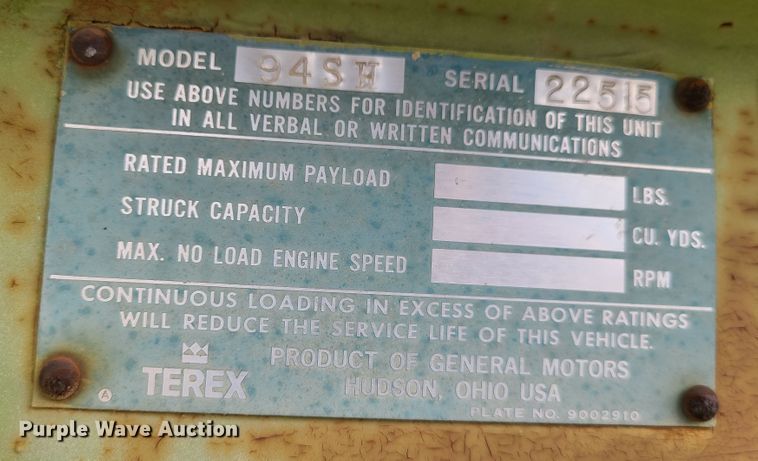 image for item DJ1708 1971 Terex S11E  elevating scraper