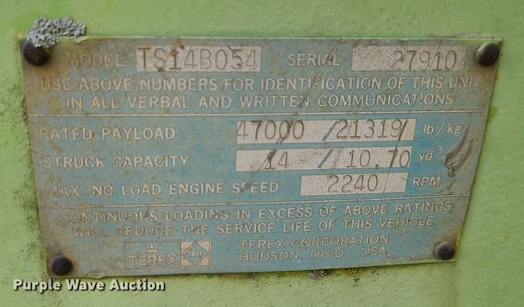 image for item DJ1709 1960 Terex TS-14B  conventional scraper