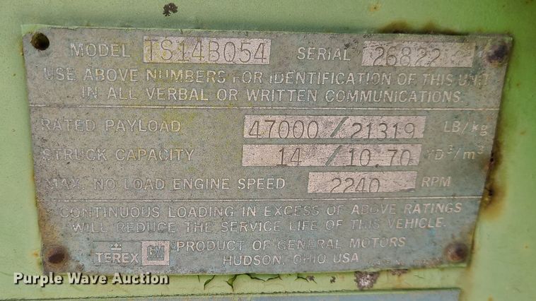 image for item DJ1710 1983 Terex TS-14B  conventional scraper