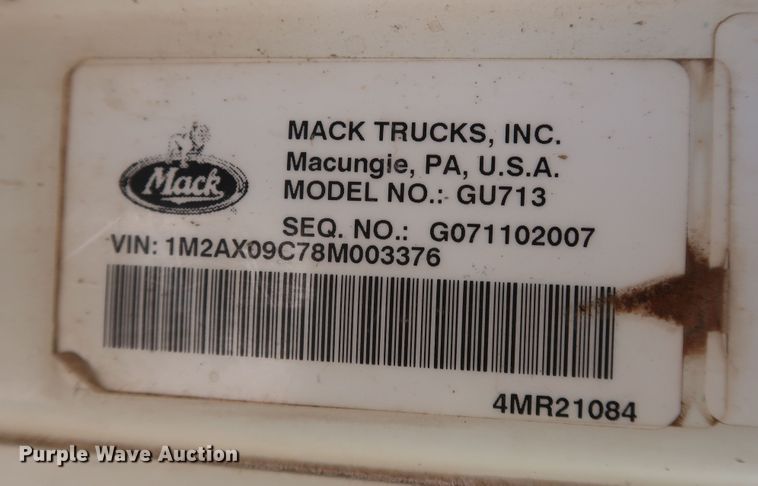 image for item DK3573 2008 Mack GU713  dump truck