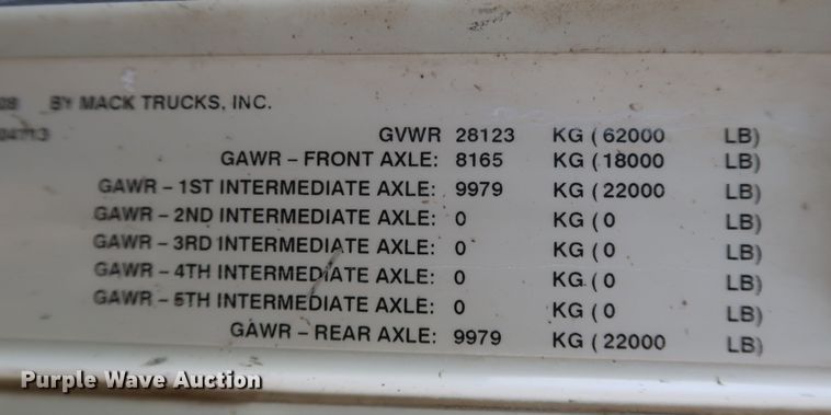 image for item DK3574 2009 Mack GU713  dump truck